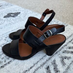 Lucky Brand Veneesha Slingback Black Leather Cone Heels